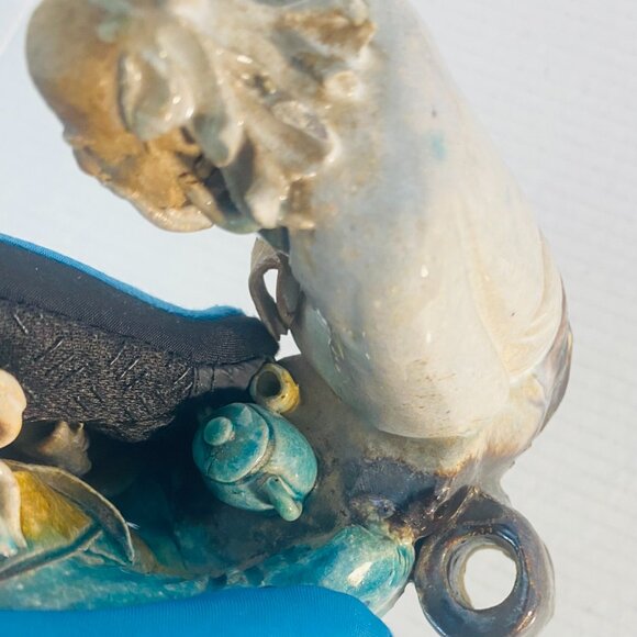 Antique c.1900 Handmade Shiwan Mudmen Two Old Men Seated Drinking Sake Tea - Picture 12 of 15